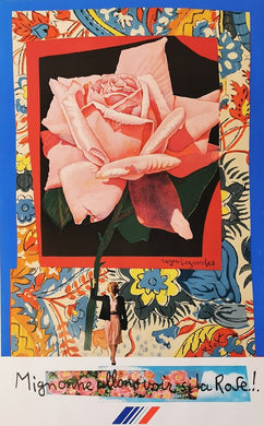 Affiche Air France, Roger Bezombes, Mignonne Allons voir si la Rose,1980