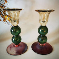 Bougeoirs verre coloré italien années 60 - Maison Panache