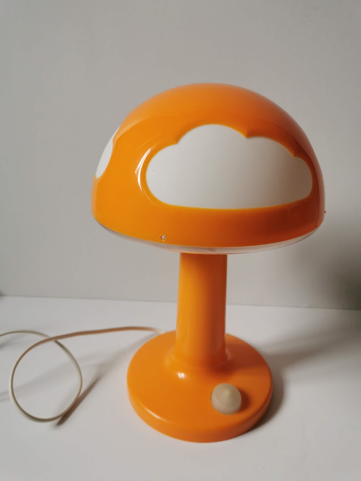 Lampe Champignon, nuage Ikea vintage, Skojig, 1990, Orange
